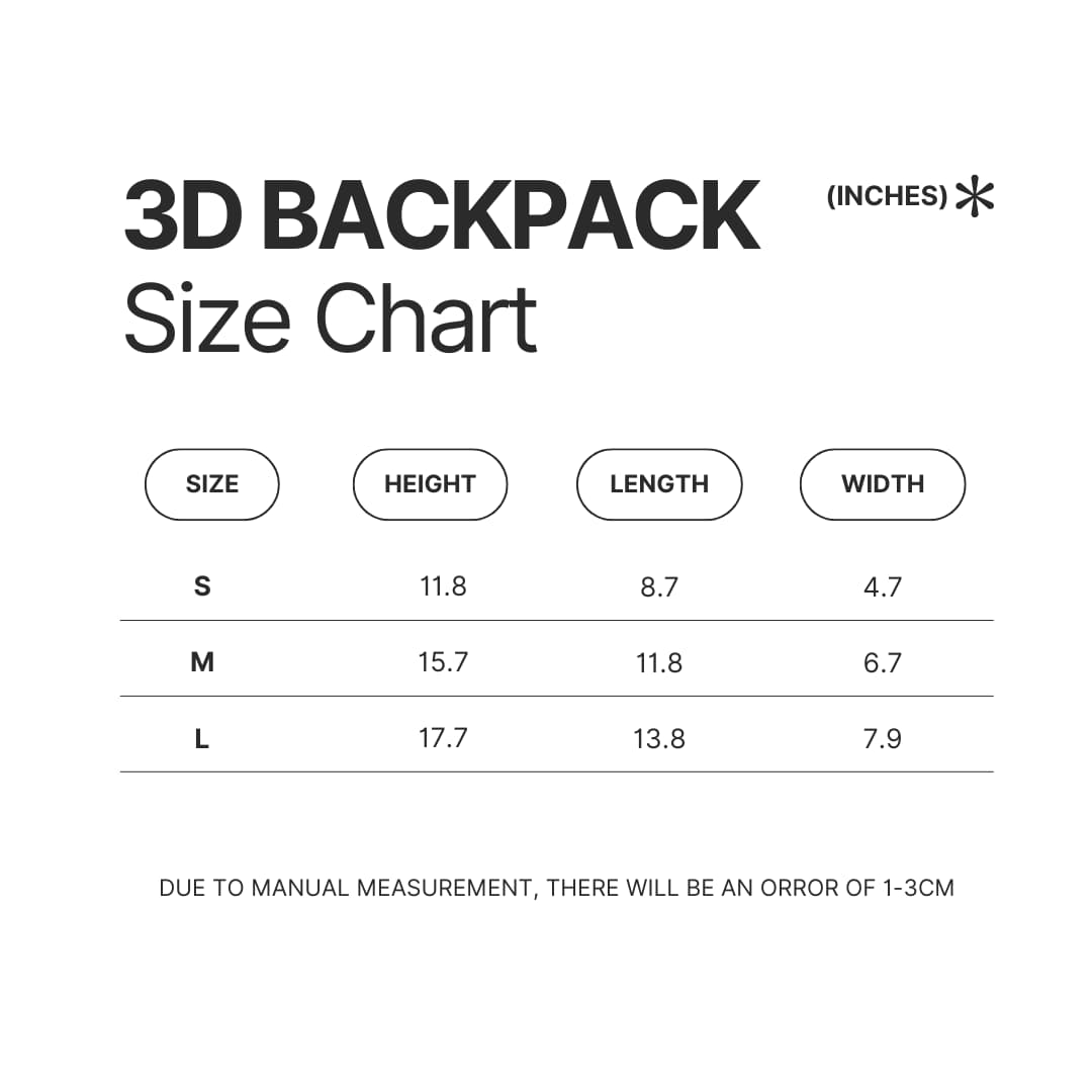 3D Backpack Size Chart - Mega Man Merch