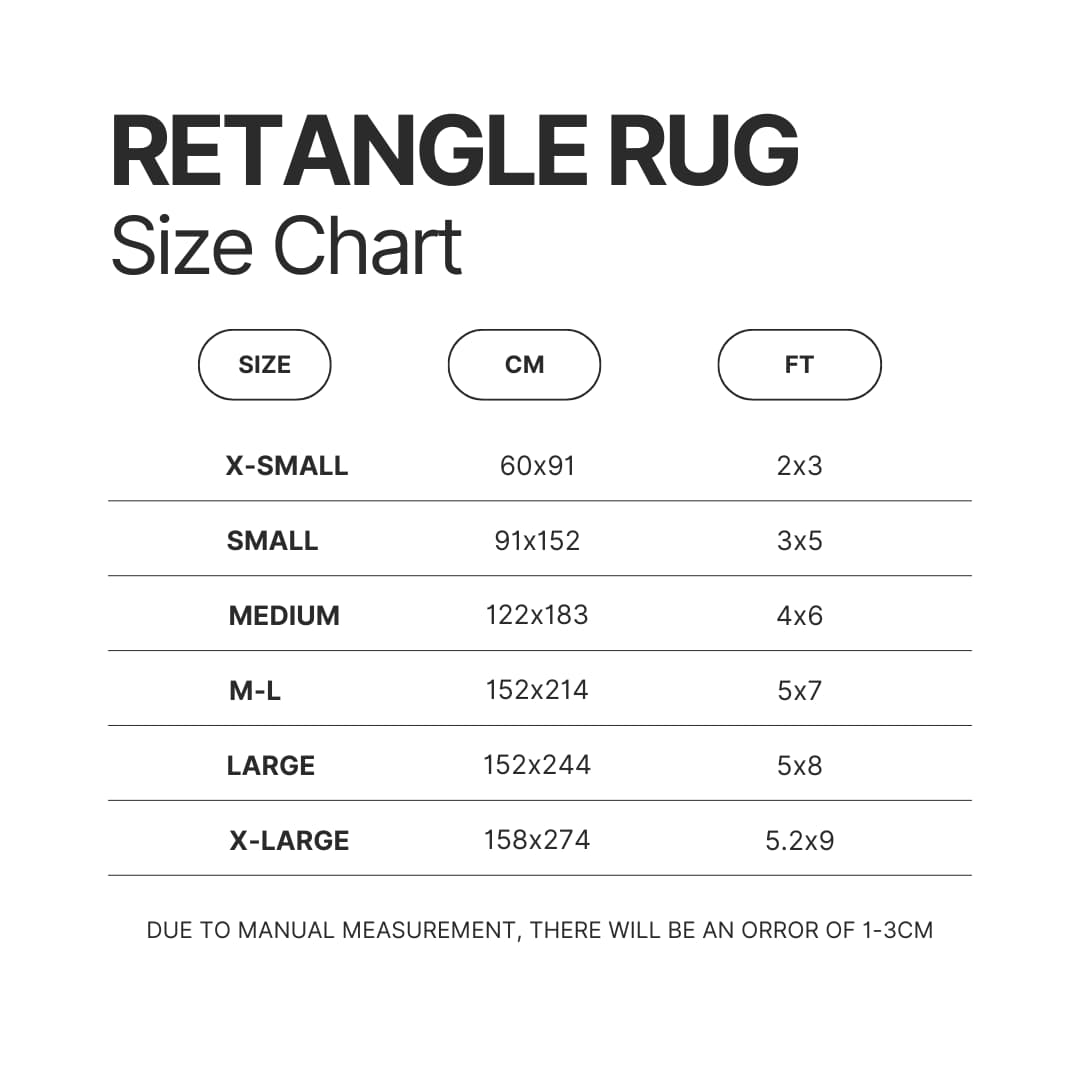 Retangle Rug Size Chart - Mega Man Merch