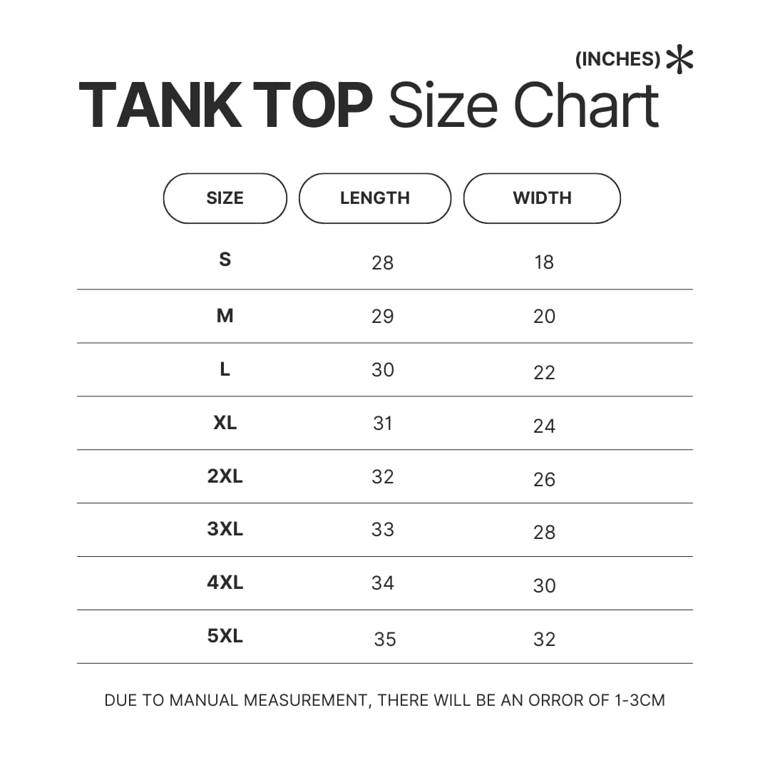 Tank Top Size Chart - Mega Man Merch