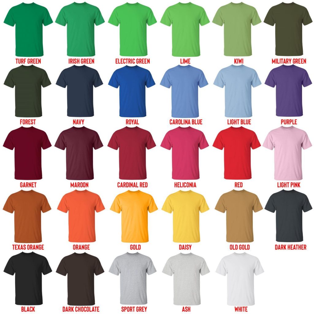 t shirt color chart - Mega Man Merch